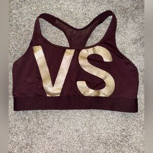 The Player Victoria’s Secret Sports Racer Back Gold Foil Logo Sports Bra Sz XL